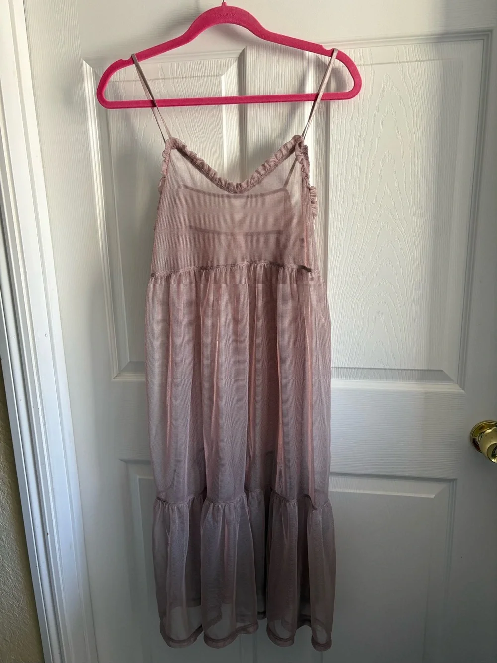 Sheer Sleeveless Pink Slip Dress